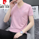 皮尔卡丹（pierre cardin）V领2025纯棉短袖男t恤男装运动休闲体恤中国风潮流大码简约打底衫 白色691款 M 90-115斤