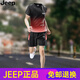 JEEP SPIRIT吉普JEEP跑步训练套装男士夏季冰丝速干短袖t恤运动篮球羽毛球服 JP-9901黑红 M