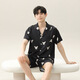 
Jingshu cotton pajamas for men and women the same style for summer thin cute printed ice and snow silk cool feeling can be worn outside home clothing set