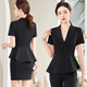 
Poresno Hotel foreman high-end work clothes, beauty professional suit set, women's summer thin short-sleeved suit, front desk work suit 6629 black suit + pants for suspenders M suggestion 88-95Jin [Jin equals 0.5 kg] Universal size