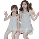 鹤屿女童夏季薄款可爱亲子套装 吊带#11304#蓝樱桃 170 8# 码90-105CM 30斤