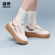Senma mesh shoes women's shoes casual shoes low top shoes 2025 new summer versatile height-enhancing sneakers breathable white shoes beige brown 38