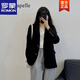 Romon Small Suit Women's 2022 Spring and Autumn New French Retro Casual Suit Temperament Design Small Fashion Jacket Black L
