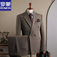 Luo Meng Men's Suit Korean Style Formal Brown Casual Business Groom Wedding Groomsmen Suit Wedding Suit Men's Brown (Suit+Vest+Trousers)) M 48 (100-112Jin Jin is equal to 0.5 kg)