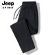 JEEP SPIRIT Spring, Autumn and Winter Casual Pants Men's Pure Cotton Sports Pants Men's Loose Plus Size Plus Size Velvet Thickened Straight Long Pants Black Straight (Style) Plus Velvet 2XL 120-140Jin Jin is equal to 0.5 kg