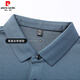 皮尔卡丹（pierre cardin）中老年男士爸爸装5AT恤秋季上衣翻领休闲条纹长袖POLO衫男装 2691浅蓝色 M 建议【100-120斤】高端轻奢抗皱免烫