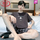 浪莎（LangSha）睡衣男夏季纯棉薄款短袖短裤可外穿休闲男士加大码凉感家居服套装 9930# XL 【建议120-140斤】