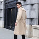 BYPHYTEE young men's long over-the-knee windbreaker autumn new coat jacket men's Korean version slim British mid-length windbreaker Khaki M