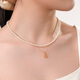 Daila 925 silver citrine pendant necklace perfect round flawless bright light 3-4mm freshwater pearl clavicle chain birthday gift