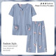 Kuzhang (Kuzhang) 2025 Neue Mutter-Pyjamas für Frauen im Sommer in der Sommer-Baumwolle kurzärmelige Kurzhose dünne und ältere Menschen mit mittleren Alters und älteren Menschen Plus-Size-Anzug Khaki LM6626 Cardigan Modell M Empfohlen 80-100jin [Jin gleich 0,5 kg]