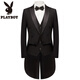 Playboy (PLAYBOY) Men's Tuxedo Slim Suit Suit Stage Performance Chorus Host Groom Wedding Banquet Conductor Suit Black Tuxedo Suit + Pants + Vest Waistband 3XL Weight 170Jin Jin is equal to 0.5 kg or so