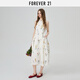 FOREVER21无袖连衣裙女2025年夏季新款法式度假风清新印花甜美休闲背心长裙 花灰米色 M