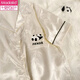 Pajama de seda de hielo de panda modal para mujeres en el verano delgada manga corta 2025 Nuevo cárdigan lindo juego de ropa para el hogar #YX-9227 Polka Dot M [75-95Jin [Jin es igual a 0.5 kg]]]