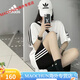 阿迪达斯（adidas）三叶草刺绣运动套装夏季男女同款短袖宽松两件套休闲短裤情侣圆领 9889黑色短裤  L（90-110斤）