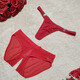 2 pack of hot and sexy mesh transparent low-waist women's briefs men's thong couple underwear, men's mesh with holes + women's mesh with crotch opening, red, one size fits all