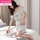 Modal new nightgown for women summer ice silk short-sleeved mid-skirt pajama thin summer women simulated summer dress quality white M9923 short/breastless pad M 160