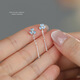 Nianfu blue iris flower earrings for women s999 pure silver pure silver ear wire ear piercing earrings earrings Mid-Autumn Festival gift for girls a pair of iris flower ear wire 999 pure silver