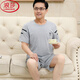 浪莎（LangSha）中老年爸爸男士纯棉睡衣夏季短袖短裤薄款老人夏天两件套装可外穿 NJR-HDE9928 L 柔软亲肤，舒适纯棉