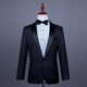 Kuosheng Men's Group Chorus Hot Loose Diamond Black and White Suit Stage Performance Singer Host Anchor Dress Performance Emcee Suit Black White Diamond-Coat + Bow Tie 3XL