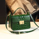 Enlike International Luxury Brand 2025 New Leather Handbag Versatile One-Shoulder Crossbody Bag Fashion Crocodile Pattern Leather Bag Ink Green