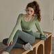 Duofanlian yoga clothing for women, spring and autumn long-sleeved suit, fitness running, Pilates training clothing, sports top, green top L