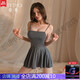 Feimufeng Condom Silk Silk Suspender Jupe Pure Lust Style Pajamas Femmes Sexy Femmes 2025 Nouveau style haut de gamme et Grandes [2 pièces] 6625 Jupe à suspension + 6757 jupe de hanche (Envoi de chaussettes) Taille moyenne [poids suggéré 80-120 Jin [Jin est égal à 0,5 kg]]