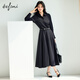 
Eifli (eifini) Eifli anti-wrinkle TR color spinning slim and stretch out the wave skirt hem waist beef tendon comfortable women's skirt 2025 autumn new style Navy M