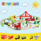Modèle d'assemblage pour enfants en bois Electric Magnetic Remote Control Train en bois Track Track Train Train Train Train 70 pièces Grane de mine électrique + boîte de couleur Configuration standard officielle