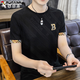 啄木鸟夏季男士冰丝短袖T恤修身半袖速干体恤薄款高弹性潮流帅气上衣服 671卡其色 L