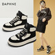 达芙妮（DAPHNE）厚底高帮老爹鞋女新款女鞋春秋款百搭学生休闲运动熊猫板鞋 黑色 单层 跟高4.5cm 38 (240mm)
