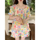 Pajama de algodón modal yunduo para mujeres en verano 2025 Nuevo estilo de princesa dulce con almohadillas en el cofre de mangas cortas shorts de ropa en el hogar 9902-4 amor [con almohadillas de cofre extraíbles] M