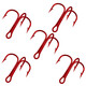 Luya three-hook red nickel three-anchor hook with barbed high-carbon steel fishhook fishing supplies red three-anchor hook 3/0# (pack of 10)