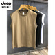 Jeep Spirit Summer New Long Velvet Cotton Fashion Brand Sports Mest Vest Мужская футболка с рукавами мужская американская жилетка светло-серая минималистская подгонка удобная версия M 90-105Jin [Jin равняется 0,5 кг]
