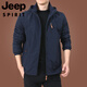 JEEP SPIRIT户外男士外套秋冬季2025新款中年男装秋装上衣服加绒夹克男春秋厚 9898黑色 款 加绒 M