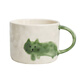 
LDVEP small fresh hand-painted kitten ceramic mug home afternoon tea cup office milk coffee cup saucer set green kitten tray 15906 small