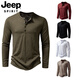 JEEP SPIRIT European and American commuter long-sleeved door tube collar T-shirt men's plus size plus size thin Henry collar T-shirt pullover bottoming shirt white S 110-140Jin Jin equals 0.5 kg