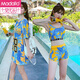 Modal swimsuit women's split 2025 summer new style seaside conservative belly covering and slimming together to soak in hot spring three-piece set fairy trend 6625 three-piece set-pure black 5XL 160-200Jin [Jin equals 0.5 kg]