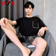 
Yalu high-end pajamas for men in summer pure cotton shorts for youth summer thin casual large size for outdoor wear HD-9928 L