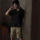 
Langsha pajamas men's ice silk short-sleeved summer thin large-size home clothes can be worn outside in summer cool plaid 2025 new style WR13077 men's L