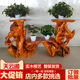 天然根雕花架底座原木客厅中式盆景鱼缸架实木树根艺阳台摆件仿古 墨绿色15907