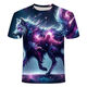 
2024 new animal wolf series 3d printed T-shirts fashionable, versatile, handsome and cool short-sleeved primary and secondary school students TXC6227 XS 70-80Jin [Jin equals 0.5 kg]