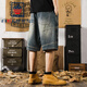 Aemape Apple Casual Lose Retro Multipocket Denim Shorts Herren 5-Punkte-Sommer-Dünnkühle Fünf-Punkte-Hosen großer Größe 9926 Blau 28 Geeignet für 90-105 Jin [Jin entspricht 0,5 kg]
