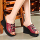 Ken Radi trägt Hausschuhe für Frauen Retro Ethnic Style wasserdichte Plattform Dick-Soled Ledersandalen High Heels bequem und schlanke Frauenschuhe schwarz 35 (225 mm)