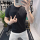 Jeep Spirit European Station Sommer Herren Kurzarm T-Shirt 2025 Neu personalisierte einfache trendige Marke Mode Stickerei Stickelte Körperhemd von weißem BG6624 m (90-105jin [Jin gleich 0,5 kg]))