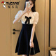 啄木鸟显瘦气质高端名媛连衣裙女装2025年夏装新款高级感甜美裙子小个子 黑色 2XL 130-145斤