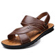 Yierkang Prince Sandals Sandales Men's Sole Sole Véritine Cuir Casual Beach Chaussures Les hommes portent des sandales de papa à double usage non glissées Men 12129 Yellow-Brown 38