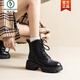 Bottes en cuir de pic pour femmes 2025 Automne et printemps Nouveaux bottes Martin à la mode rétro de vache et à la mode britannique