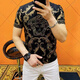 
YOUNG VERSACE new style 3883 summer light luxury European fashion men's beauty head iron diamond gold short-sleeved T-shirt trendy casual black European short-sleeved L (100-120Jin[Jin equals 0.5 kg])