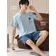 
Hengyuanxiang pure cotton pajamas men's summer short-sleeved shorts for boys' home clothes cotton set breathable thin style 16759 L (suggested 110-115Jin [Jin equals 0.5 kg])