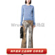 
Vivienne Westwood SS23 Saturn embroidered round neck pullover sweater for women Blue Blue XS